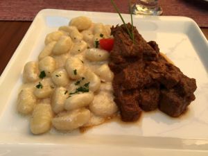 Beef stew and gnocchi for lunch